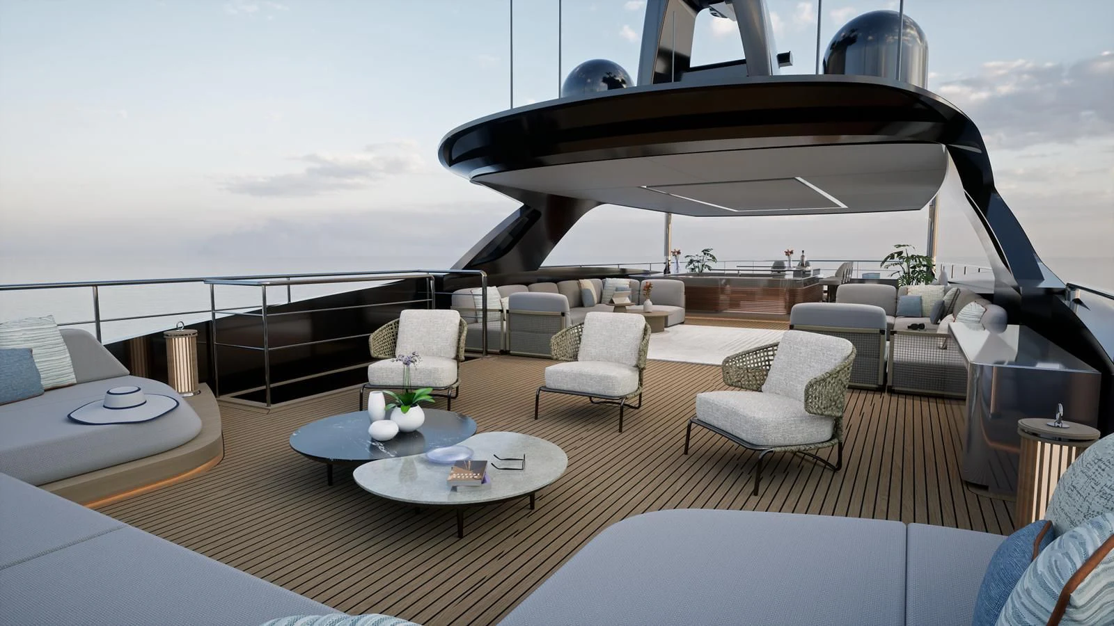 a room with a large balcony aboard NL45/01 Yacht for Sale