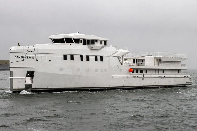 a large white ship in the water aboard ABEONA Yacht for Sale