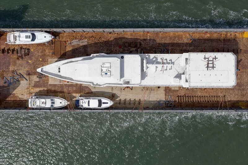 a building with a sign on it aboard ABEONA Yacht for Sale