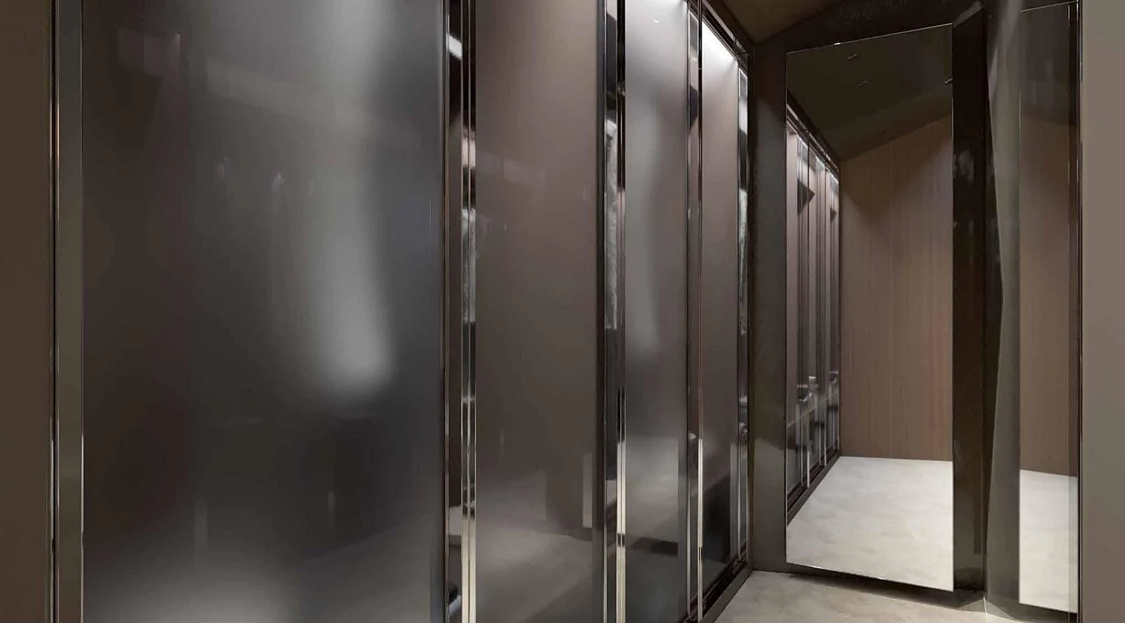 a hallway with several doors aboard 2022 SANLORENZO SL90A #786 Yacht for Sale