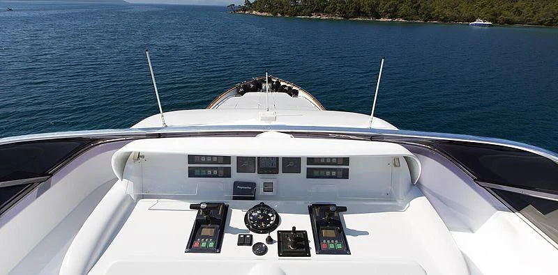 a white yacht on the water aboard MEGI ONE Yacht for Sale