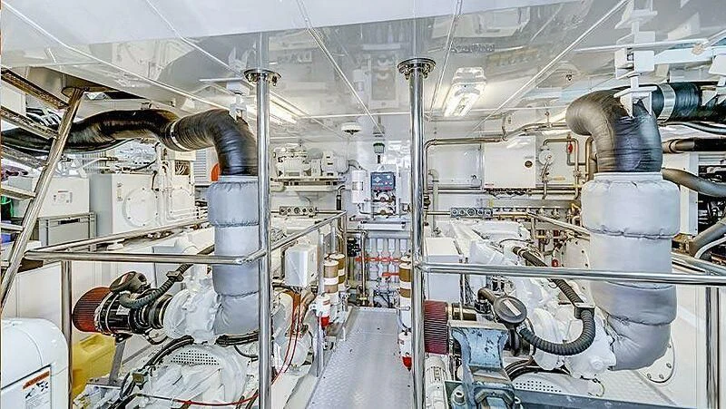 a room with pipes and tubes aboard GUSTO Yacht for Sale
