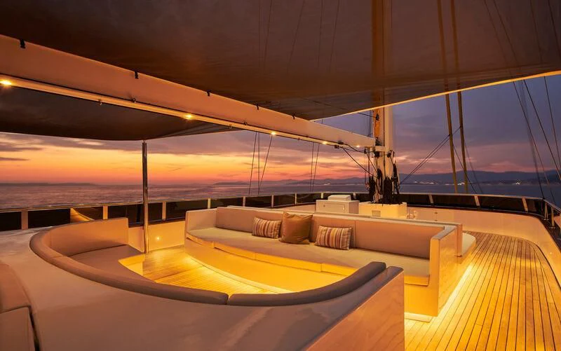 a room with a large window aboard ANIMA MARIS Yacht for Sale