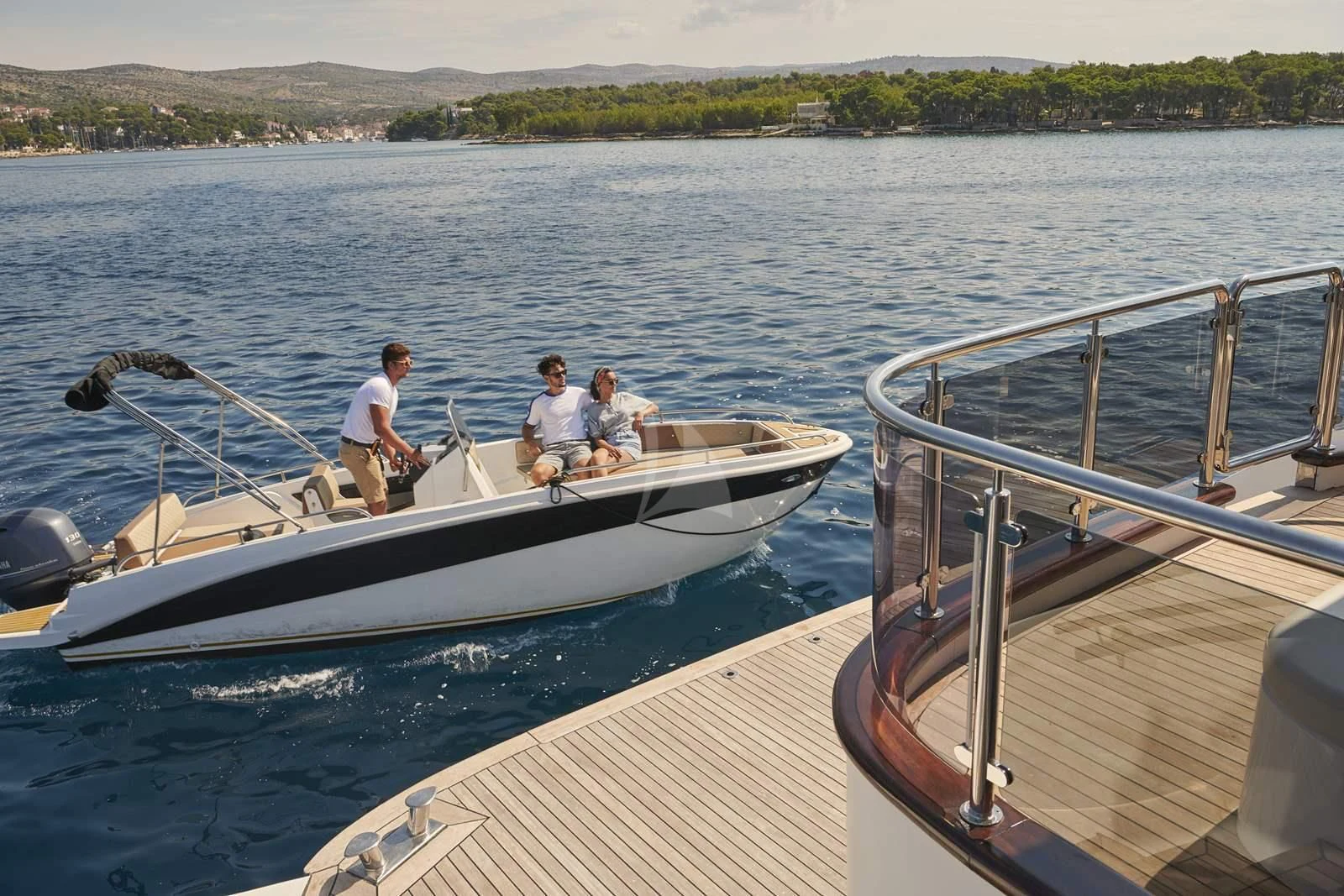 a group of people on a boat aboard ANIMA MARIS Yacht for Sale