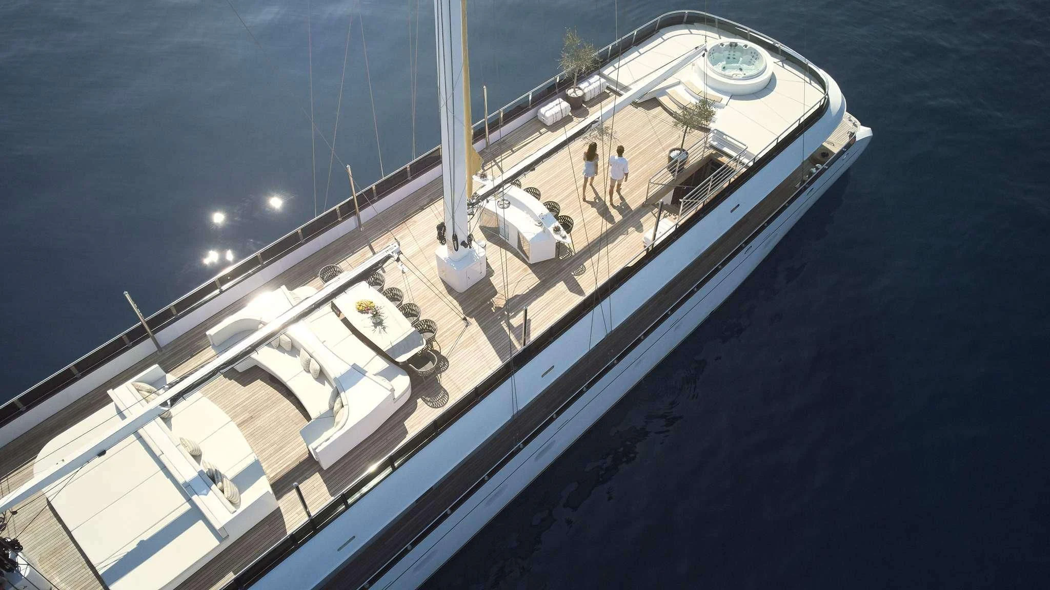 a high angle view of a ship aboard ANIMA MARIS Yacht for Sale
