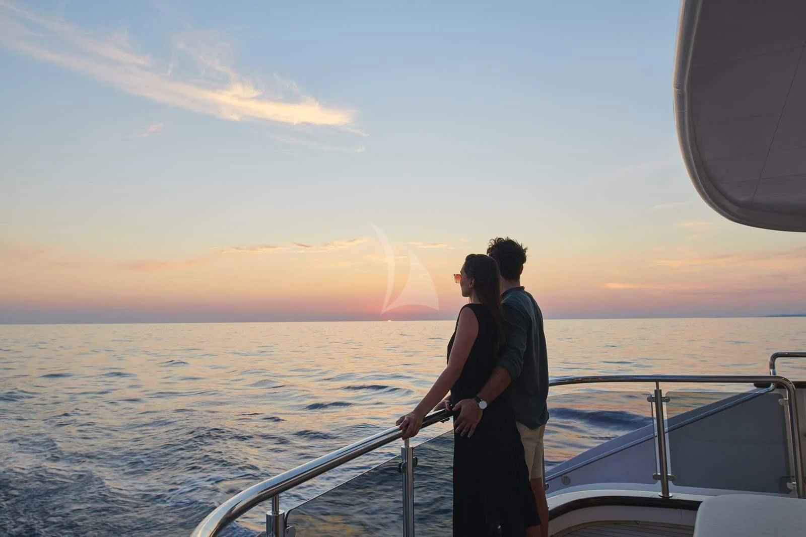 a couple kissing on a boat aboard ANIMA MARIS Yacht for Sale