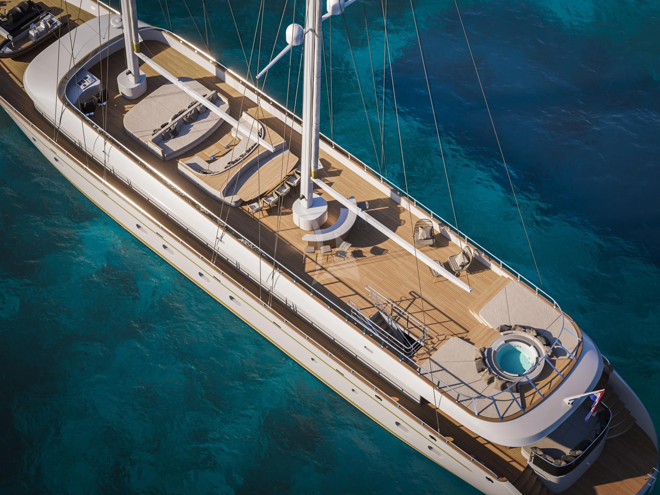 a large ship in the water aboard ANIMA MARIS Yacht for Sale