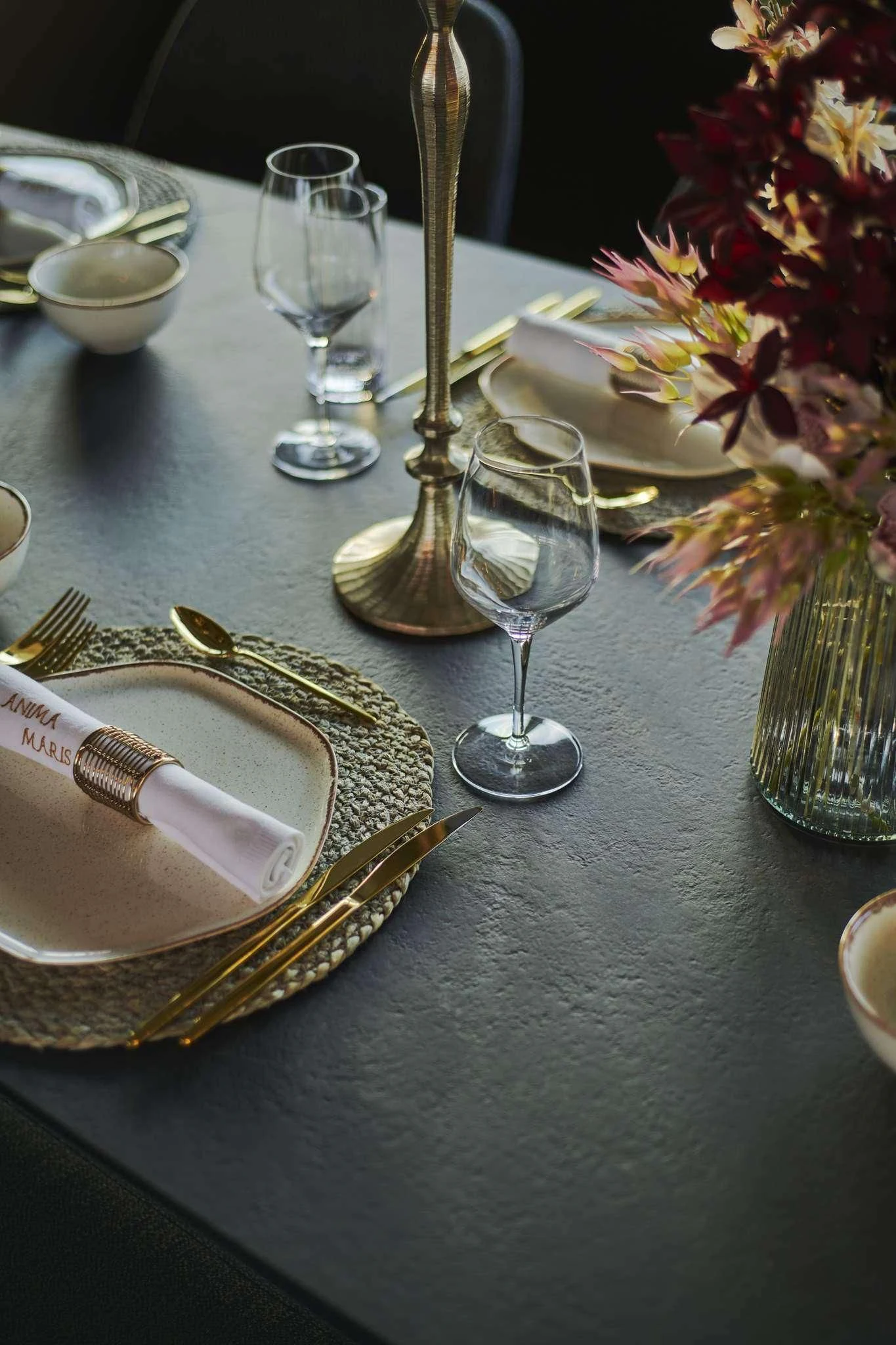 a table with silverware and silverware aboard ANIMA MARIS Yacht for Sale