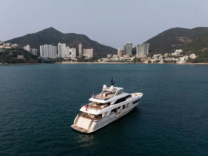 a boat in the water aboard NADHIRA Yacht for Sale