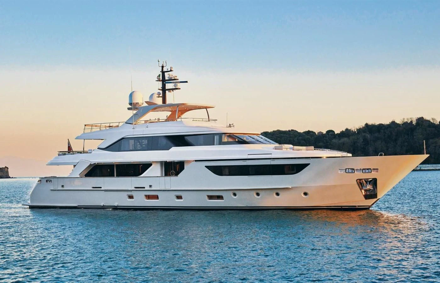 a white yacht on the water aboard NADHIRA Yacht for Sale