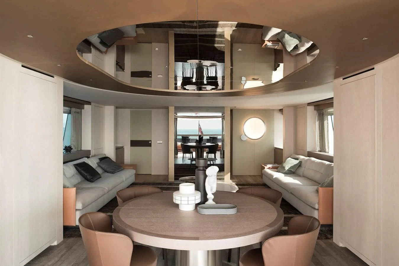 a living room with a couch and a table aboard NADHIRA Yacht for Sale