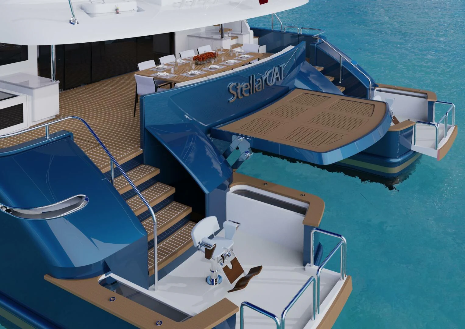 a boat on the water aboard STELLARCAT SF2603 Yacht for Sale