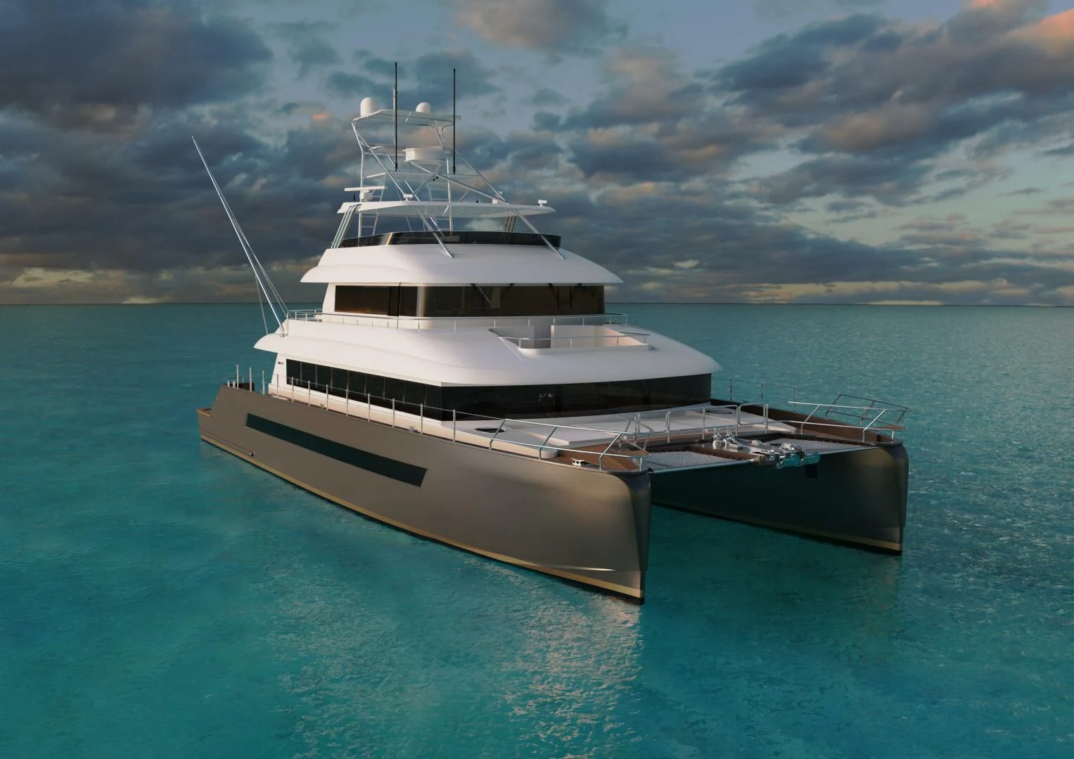 a boat in the water aboard STELLARCAT SF2603 Yacht for Sale