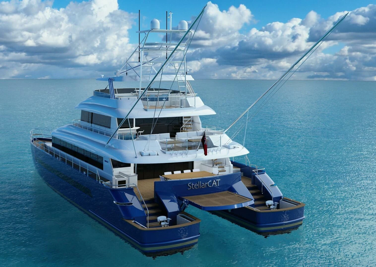 a boat on the water aboard STELLARCAT SF2603 Yacht for Sale