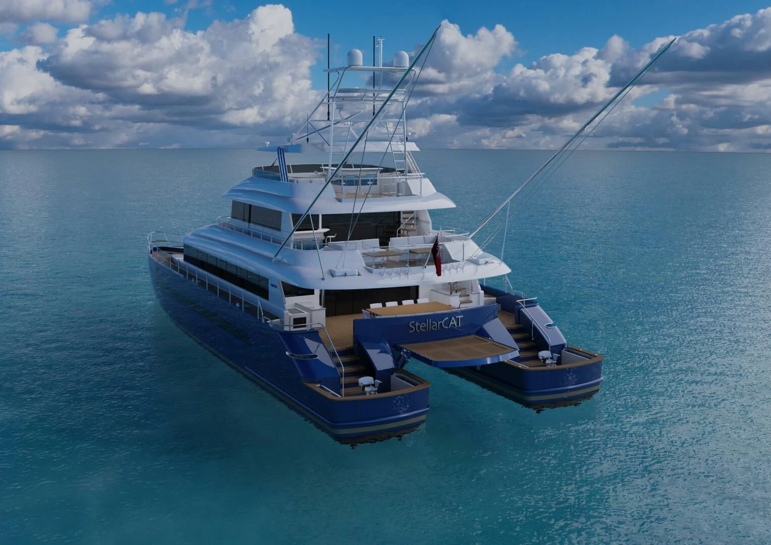 a boat on the water aboard STELLARCAT SF2603 Yacht for Sale