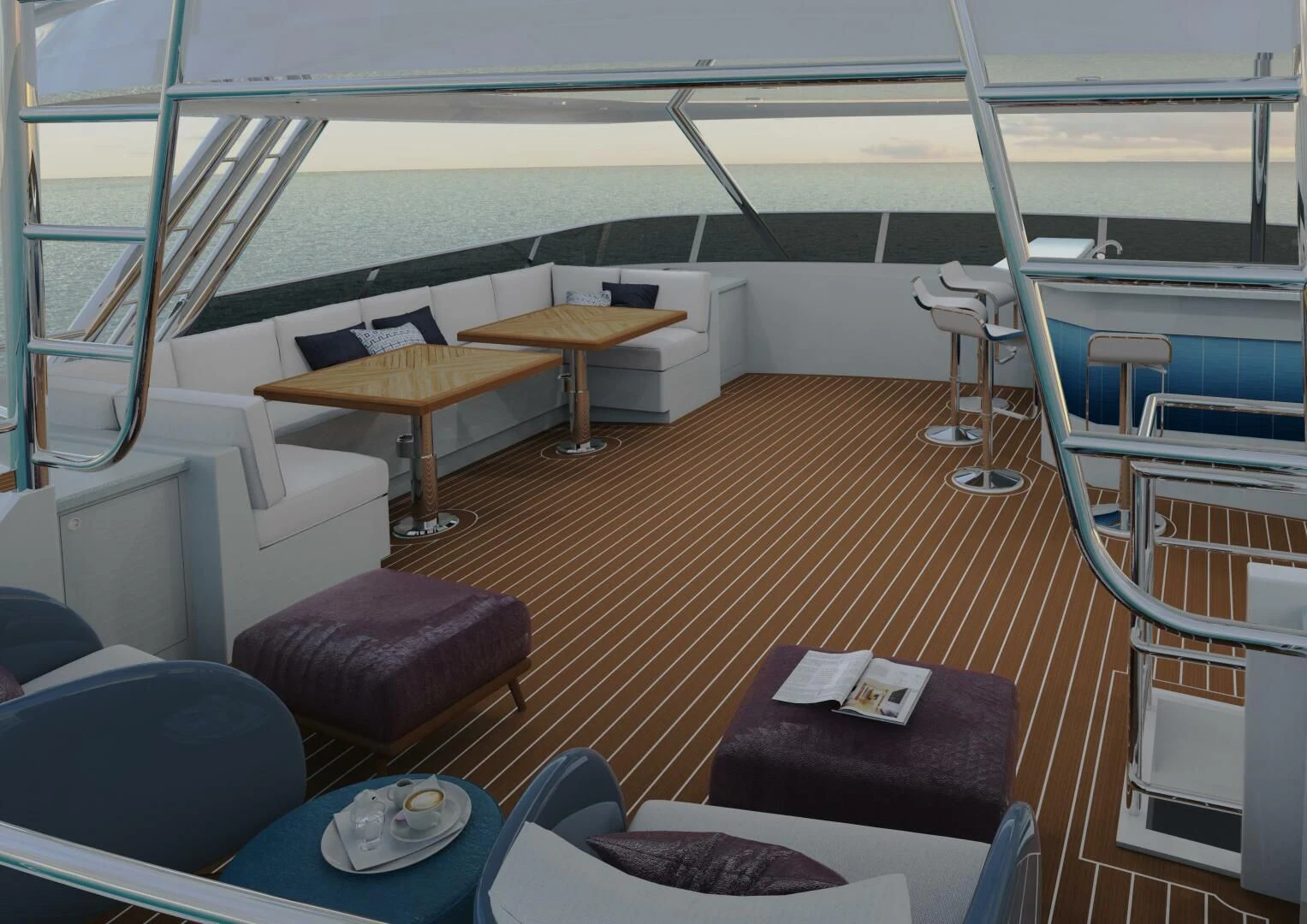 a room with a bed and a table aboard STELLARCAT SF2603 Yacht for Sale