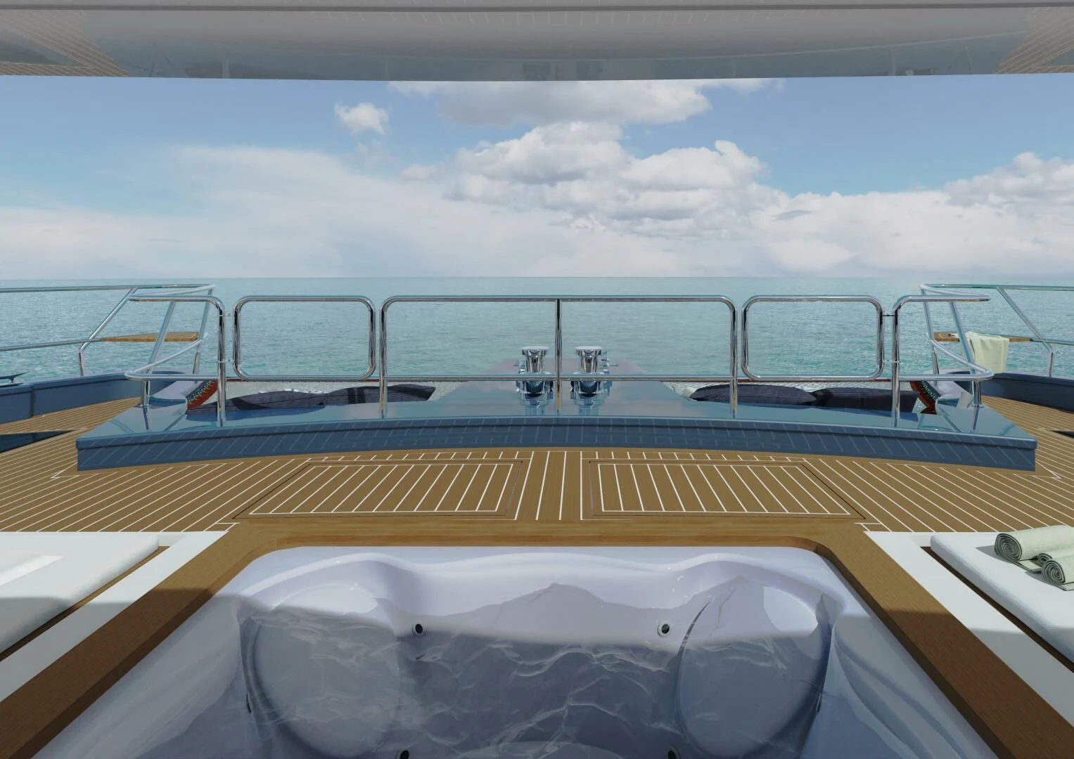 a deck of a boat aboard STELLARCAT SF2603 Yacht for Sale