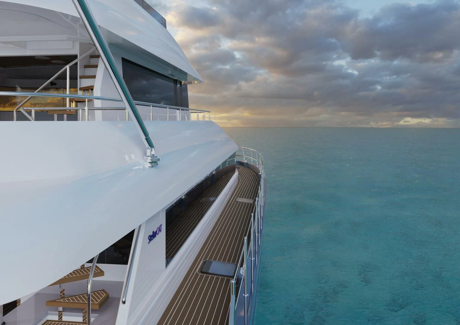 a boat on the water aboard STELLARCAT SF2603 Yacht for Sale