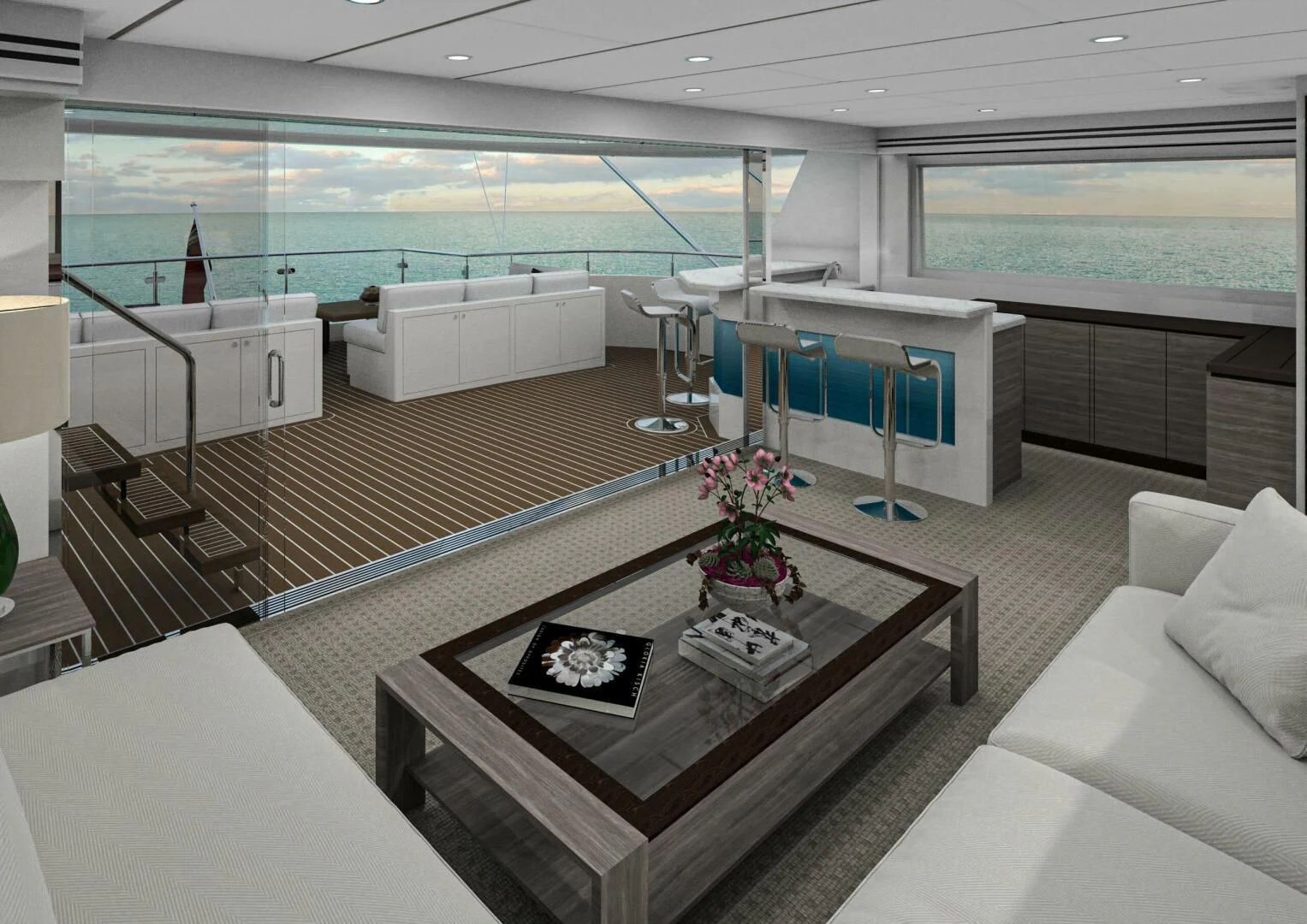 a room with a table and chairs aboard STELLARCAT SF2603 Yacht for Sale