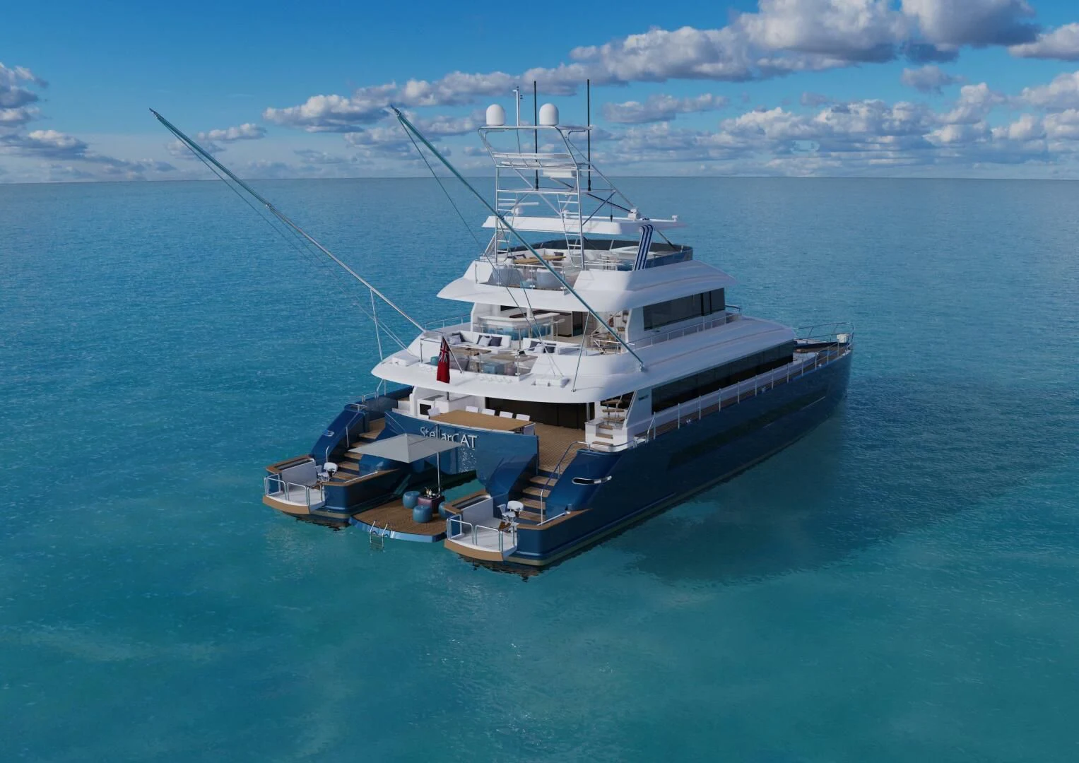 a ship in the water aboard STELLARCAT SF2603 Yacht for Sale