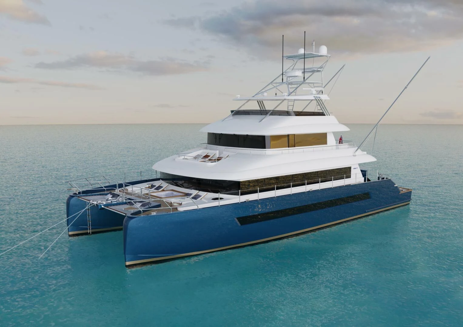 a boat in the water aboard STELLARCAT SF2603 Yacht for Sale