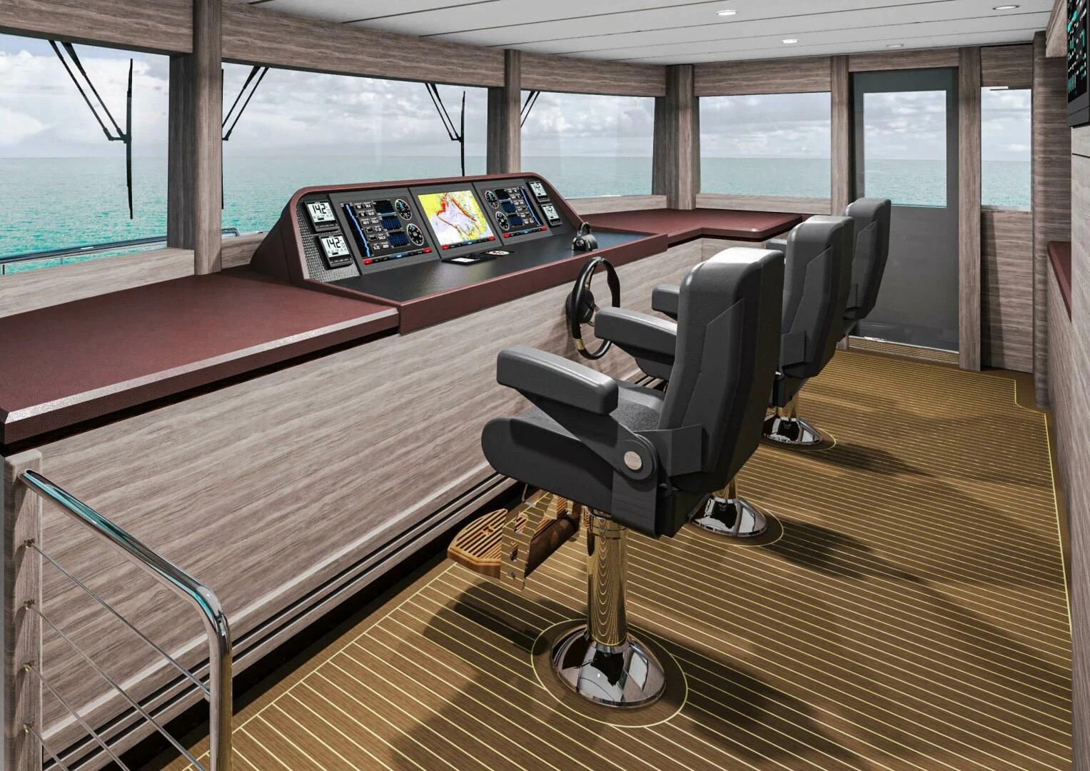 a room with a table and chairs aboard STELLARCAT SF2603 Yacht for Sale