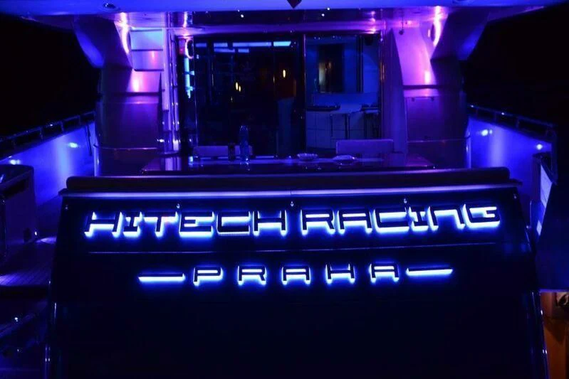 a piano with a keyboard aboard HITECH RACING Yacht for Sale