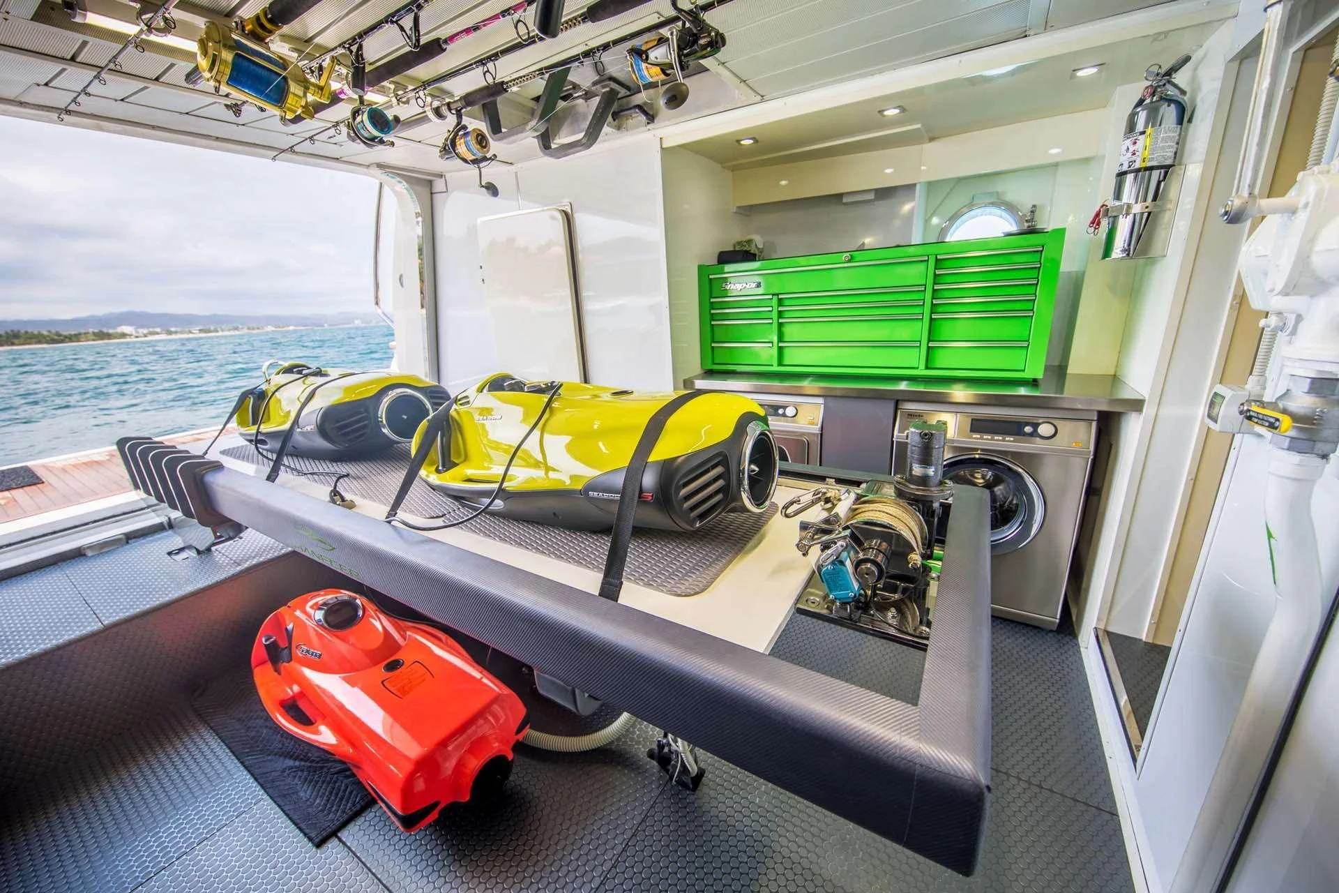 a boat with a red suitcase aboard AMANECER Yacht for Sale
