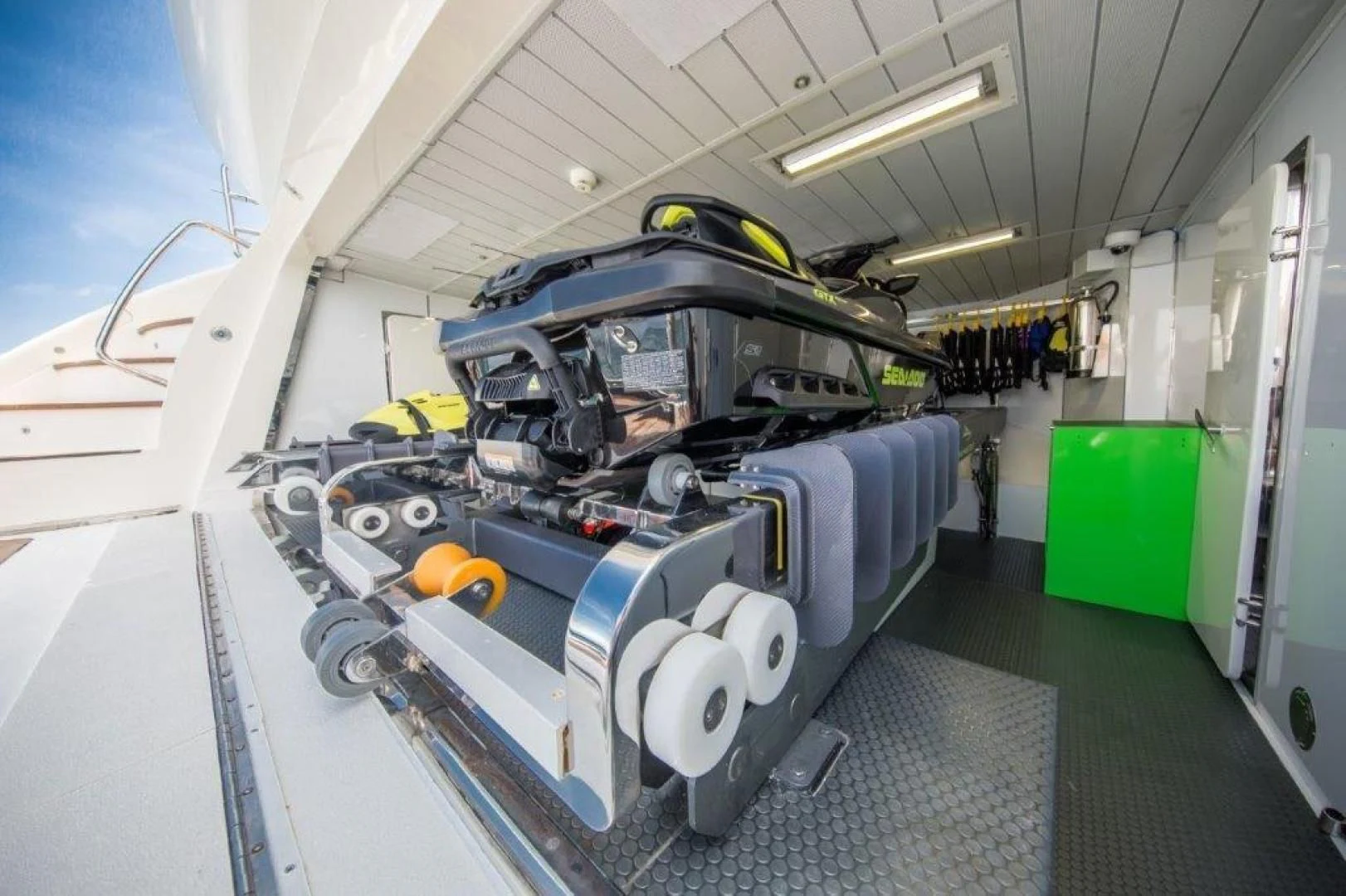 a machine inside a room aboard AMANECER Yacht for Sale