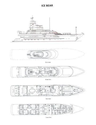 diagram, engineering drawing aboard ICE BEAR Yacht for Sale