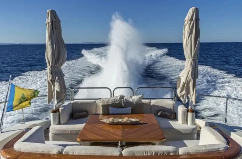 a boat with a grill and a grill on it aboard CHURRI Yacht for Sale