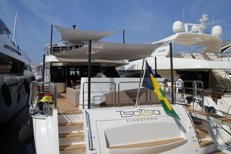 a boat with a canopy aboard TSA TSA Yacht for Sale