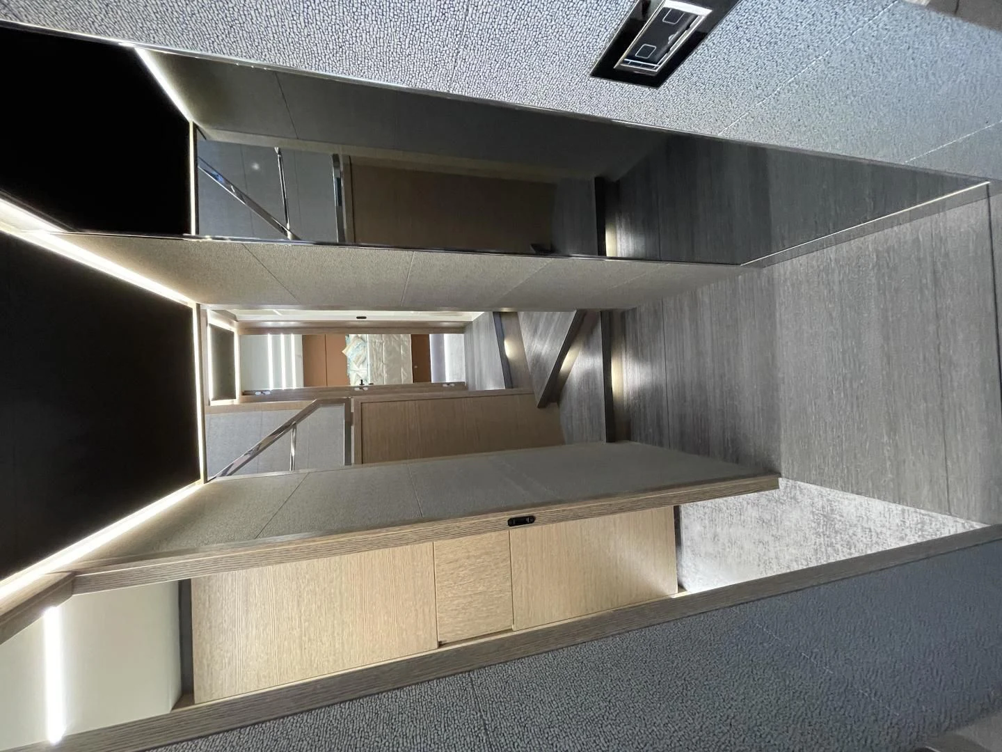 a room with a few stairs aboard LEBRADA Yacht for Sale