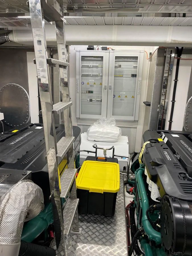a room with a machine aboard LEBRADA Yacht for Sale