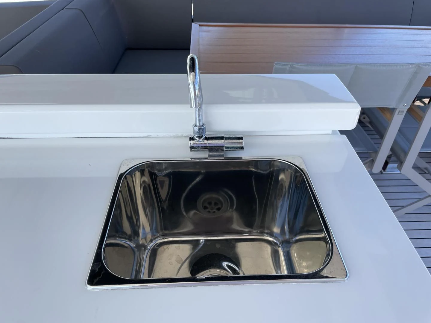 a sink with a faucet aboard LEBRADA Yacht for Sale