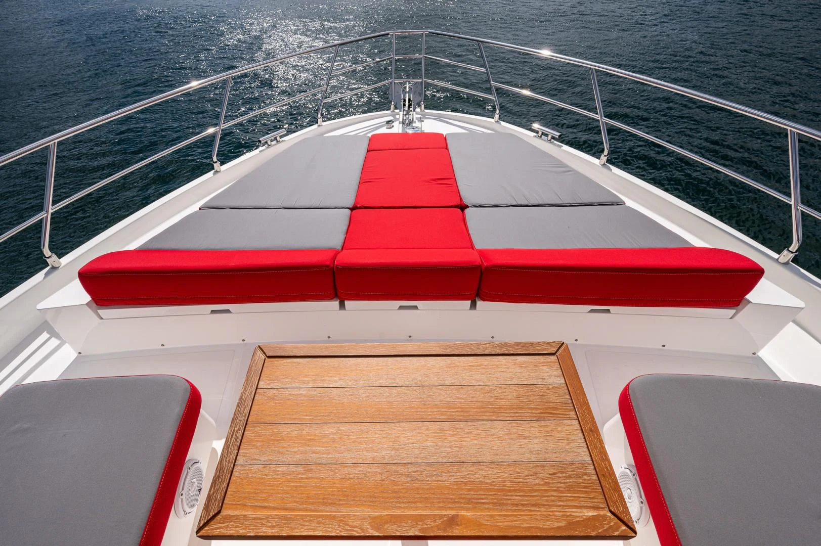 a boat with a red stripe aboard LEBRADA Yacht for Sale