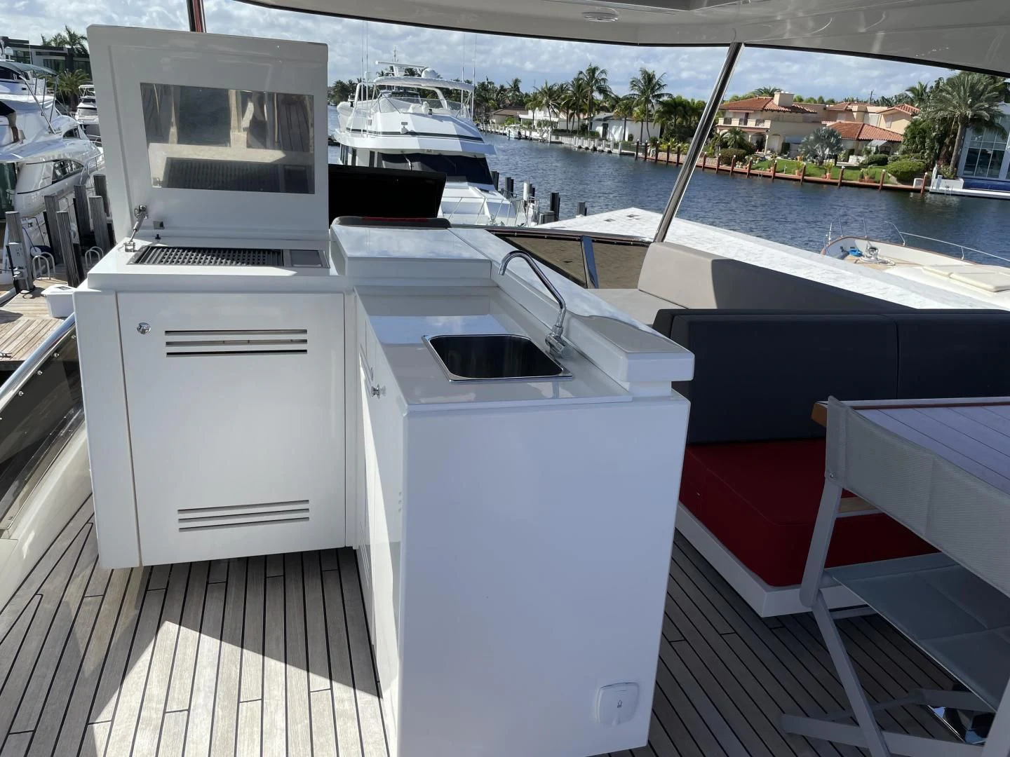 a boat dock with boats aboard LEBRADA Yacht for Sale
