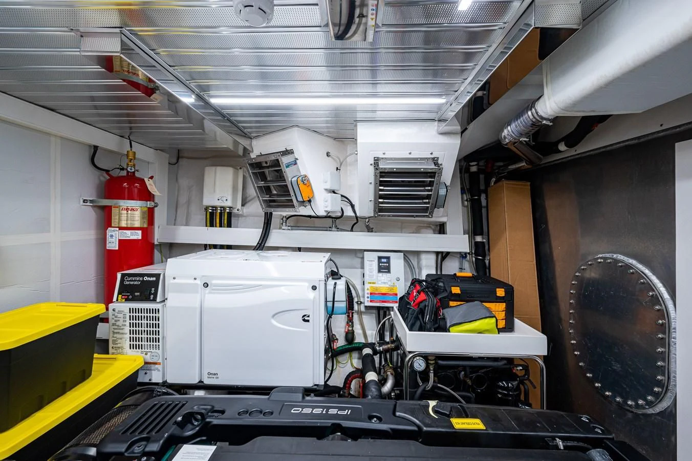 a room with machinery and equipment aboard LEBRADA Yacht for Sale