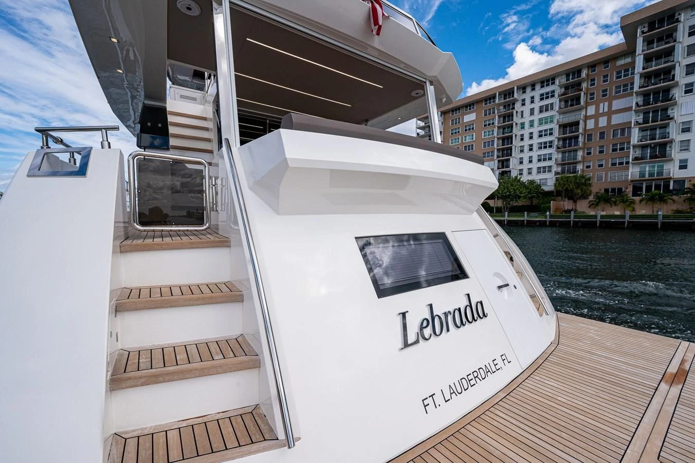 a boat on a dock aboard LEBRADA Yacht for Sale
