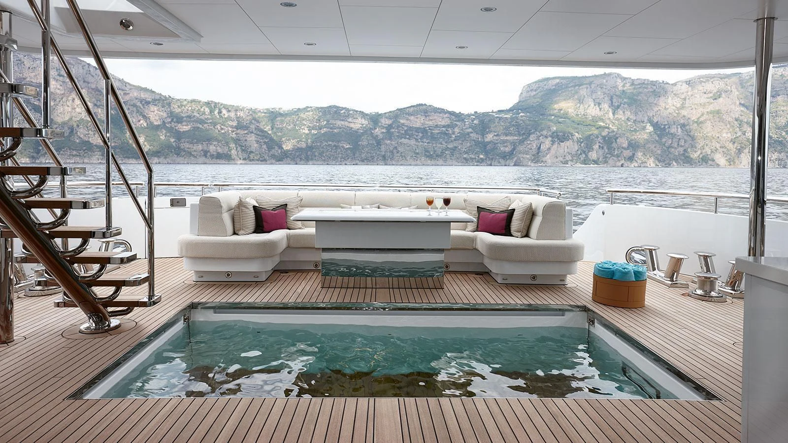 a large swimming pool aboard PHILOSOPHY Yacht for Sale