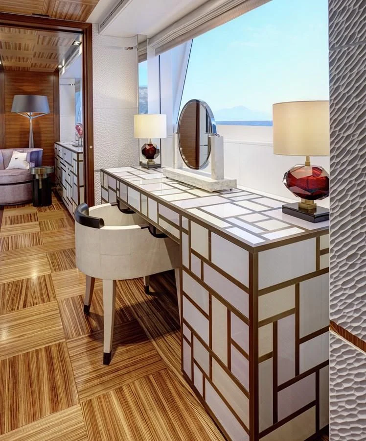 a large white desk in a room aboard PHILOSOPHY Yacht for Sale