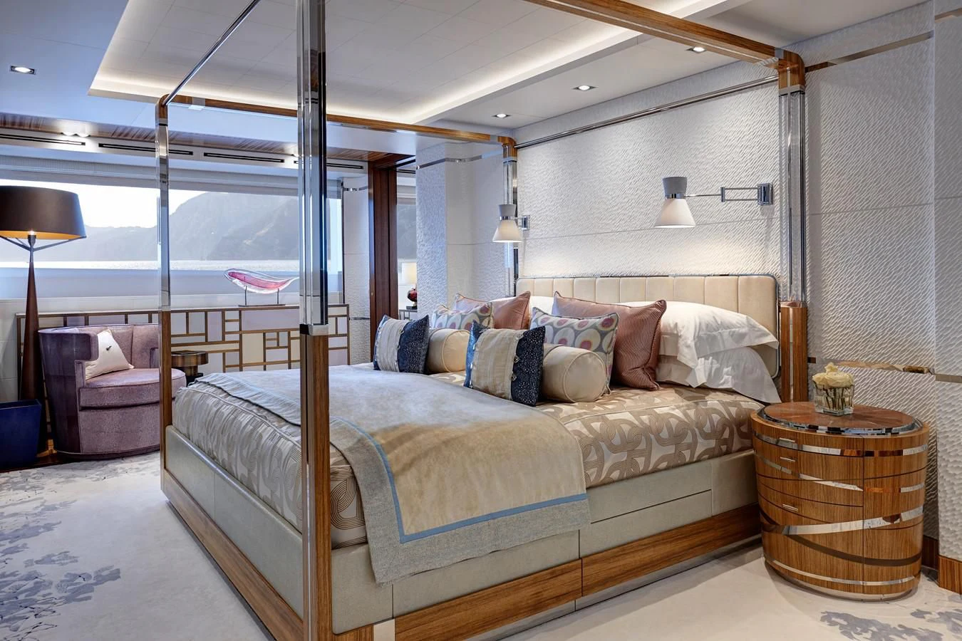 a bed in a room aboard PHILOSOPHY Yacht for Sale