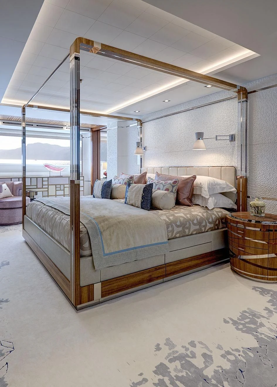 a bed in a room aboard PHILOSOPHY Yacht for Sale
