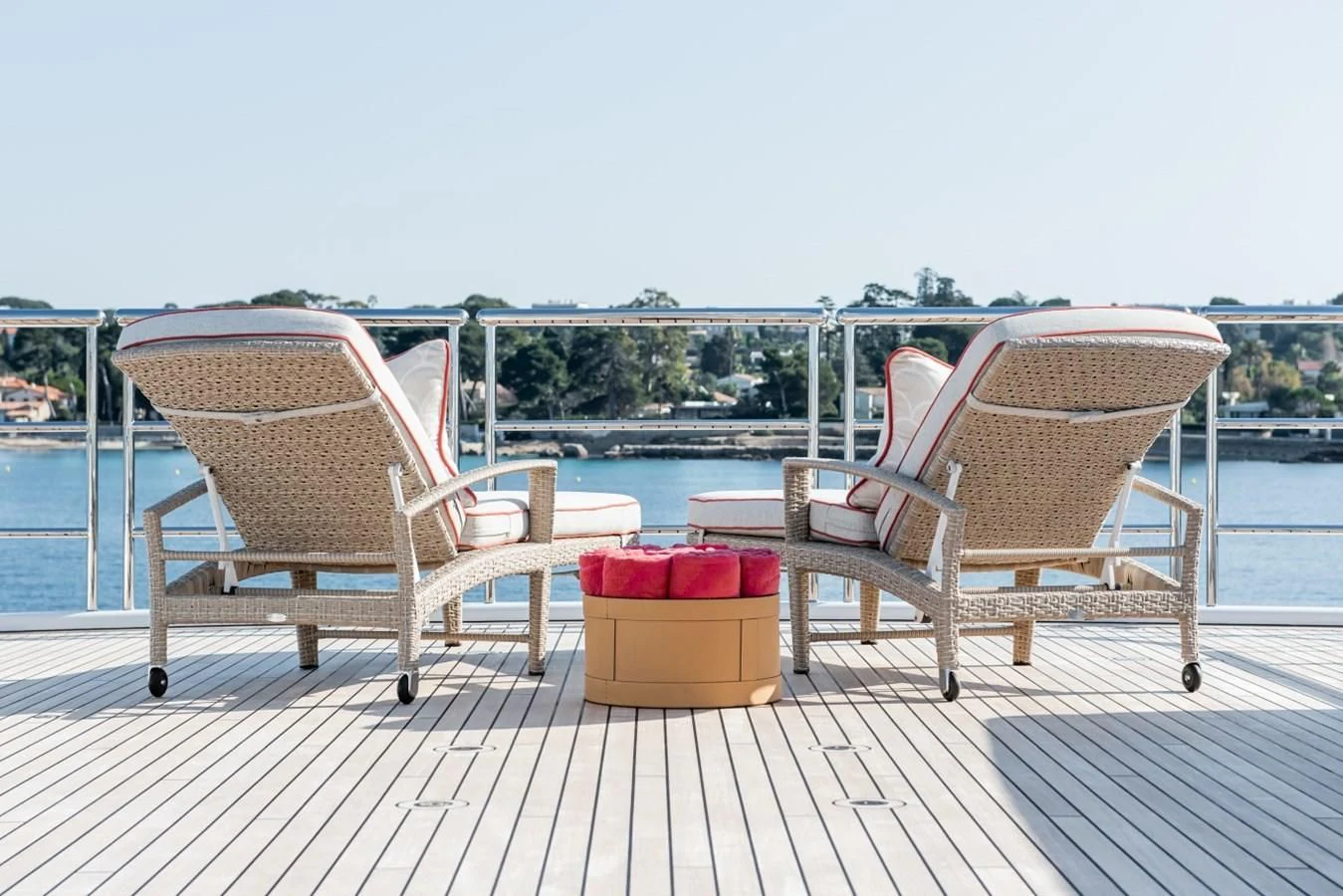 a couple of chairs on a deck aboard PHILOSOPHY Yacht for Sale
