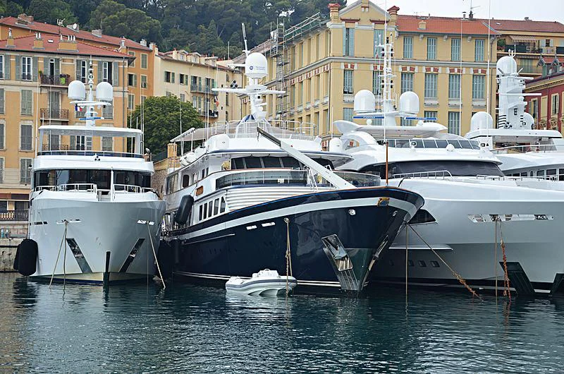 boats docked in a harbor aboard NAFISA Yacht for Sale