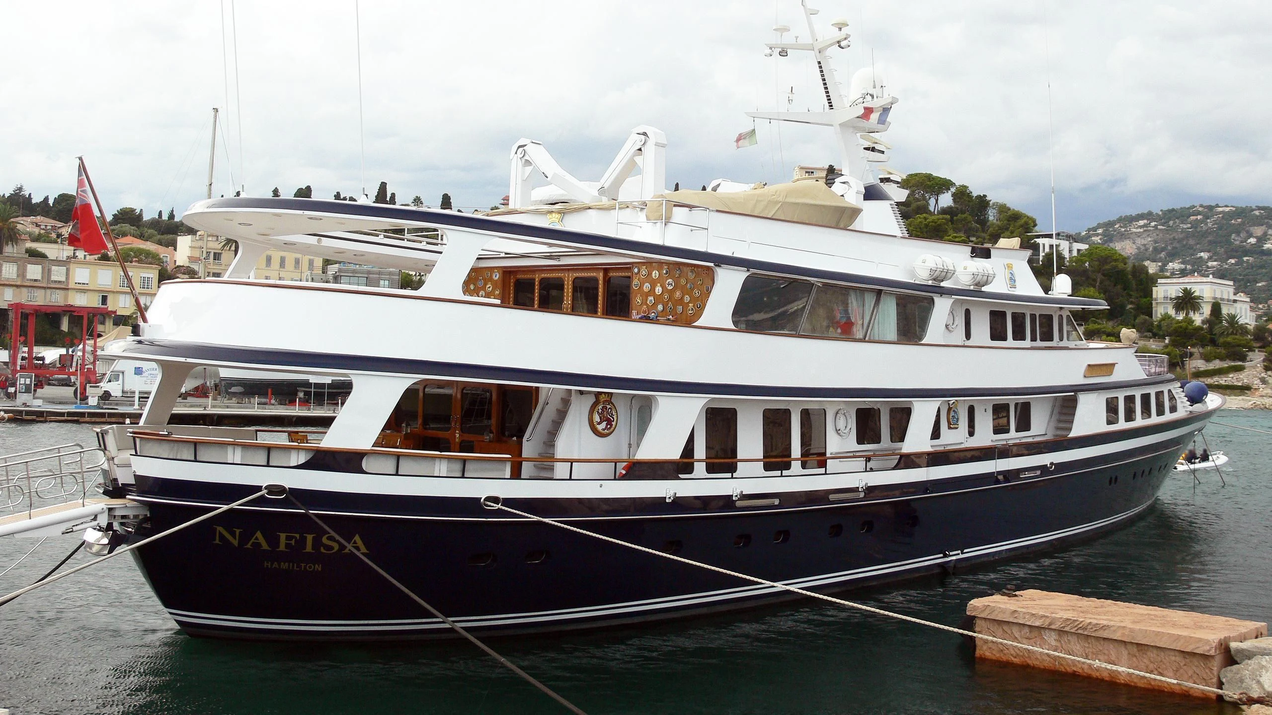 a large white boat aboard NAFISA Yacht for Sale