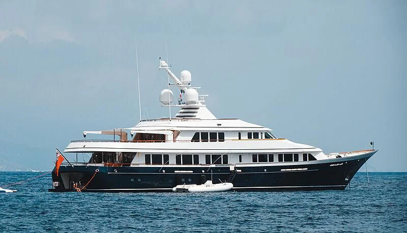 a large boat in the water aboard AURORA Yacht for Sale