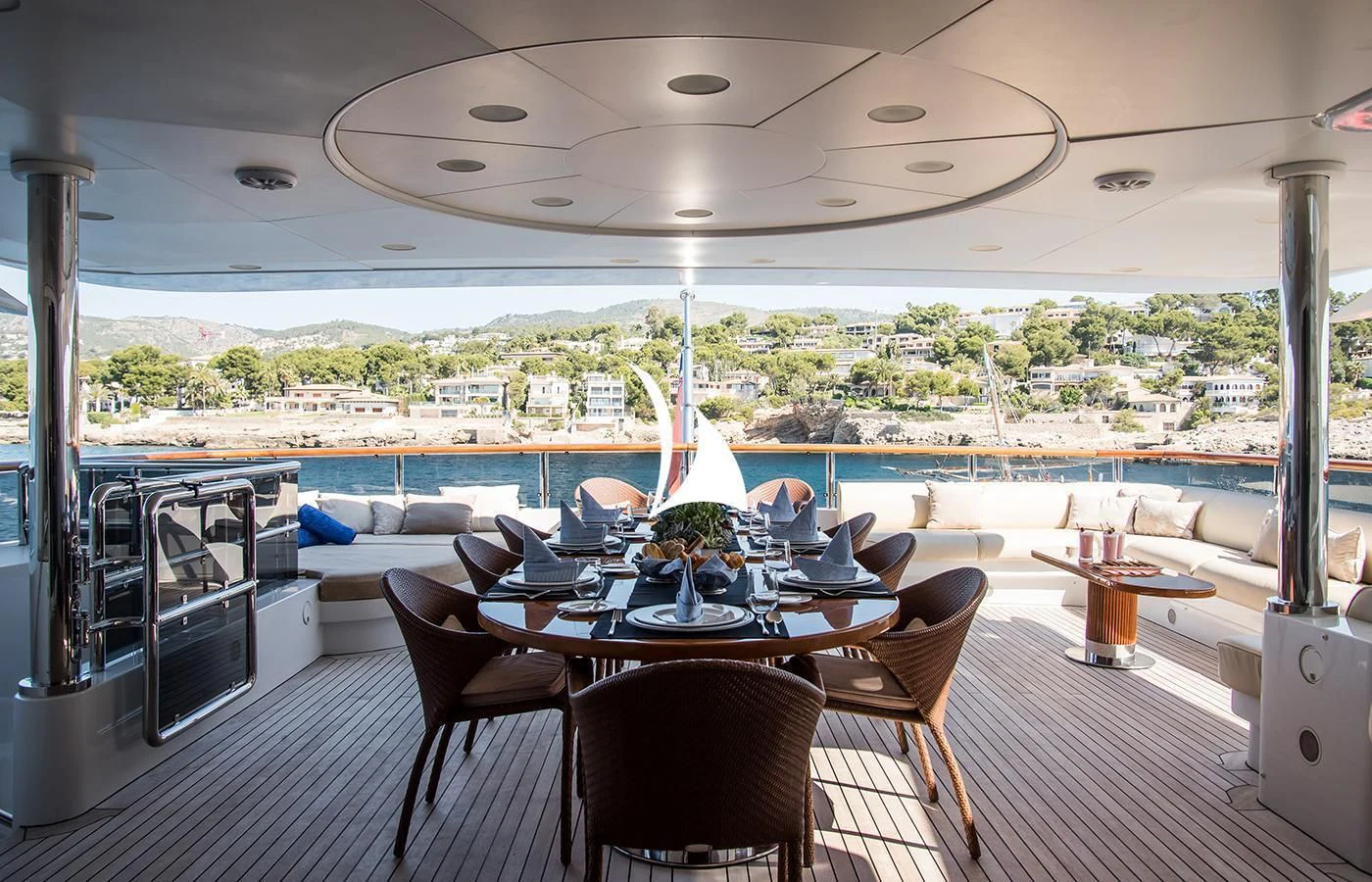 a room with a table and chairs aboard DIANE Yacht for Charter
