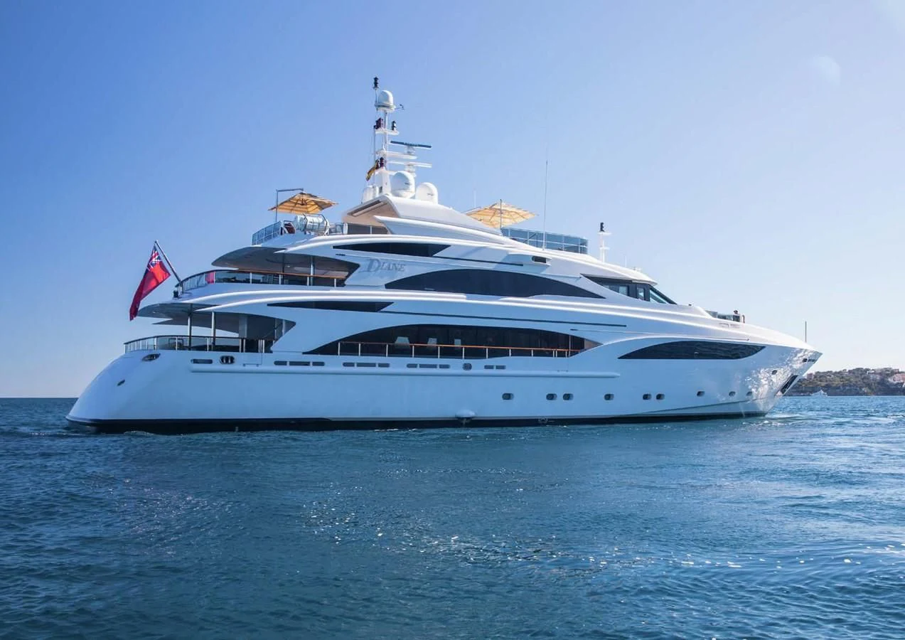a large white yacht aboard DIANE Yacht for Charter