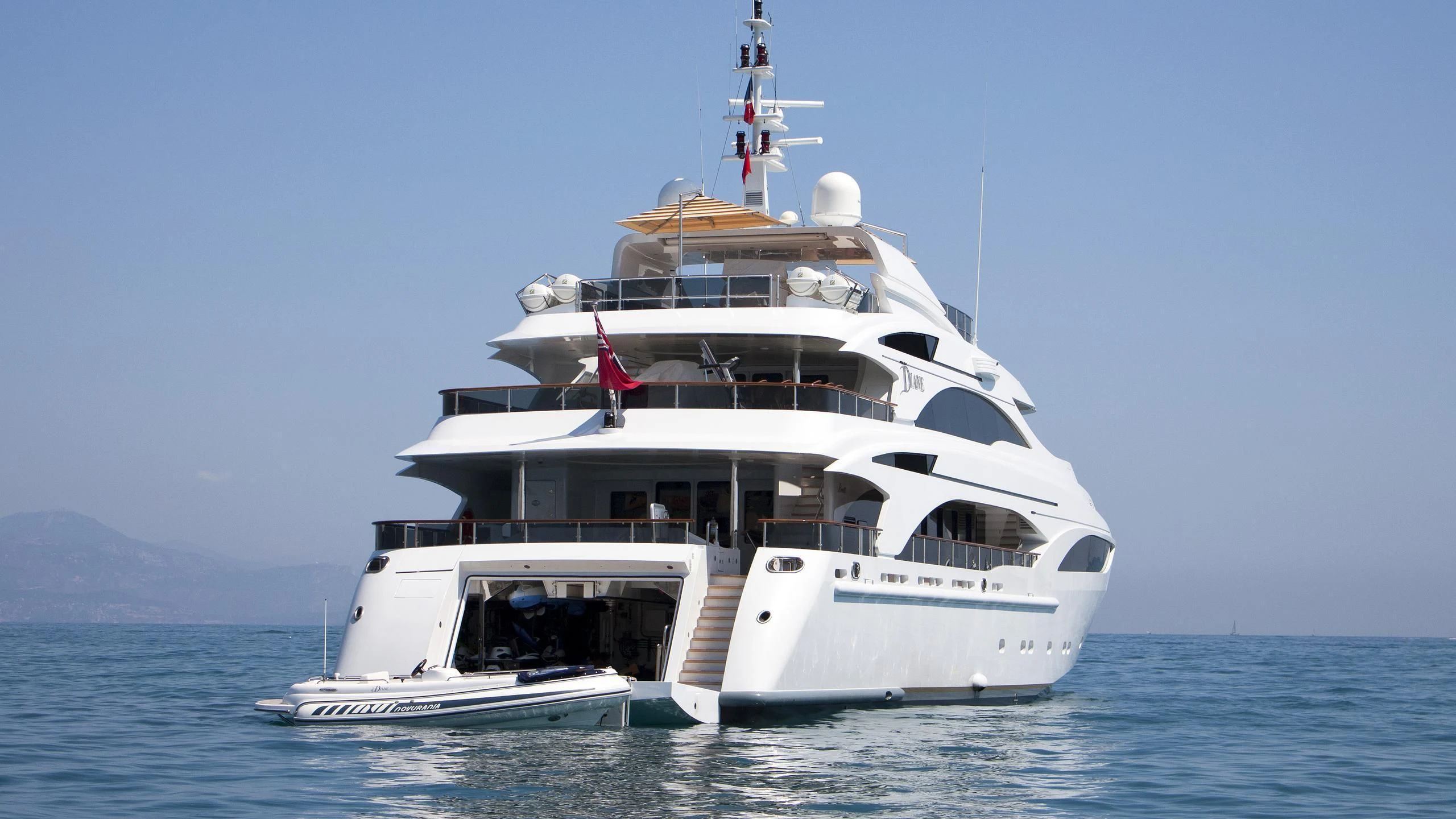 a white yacht in the water aboard DIANE Yacht for Charter